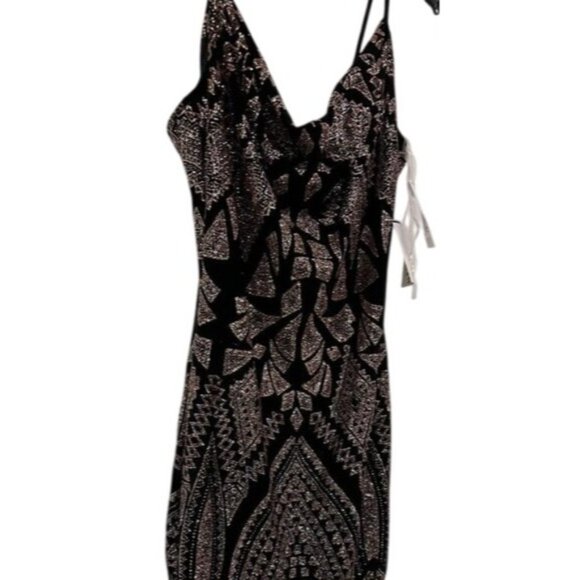 JUMP Apparel for Macy's Black & Gold Glitter Bodycon Sheath Dress Juniors sz 1/2 - Picture 6 of 9